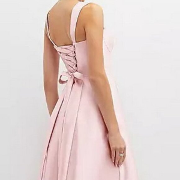 Alfred Sung Ballet Pink Bustier Tie Back Gown D852 - Picture 1 of 4